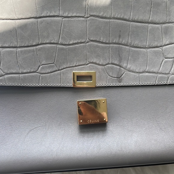 Celine Medium Trapeze in Crocodile Suede Tote Bag - Picture 2 of 5